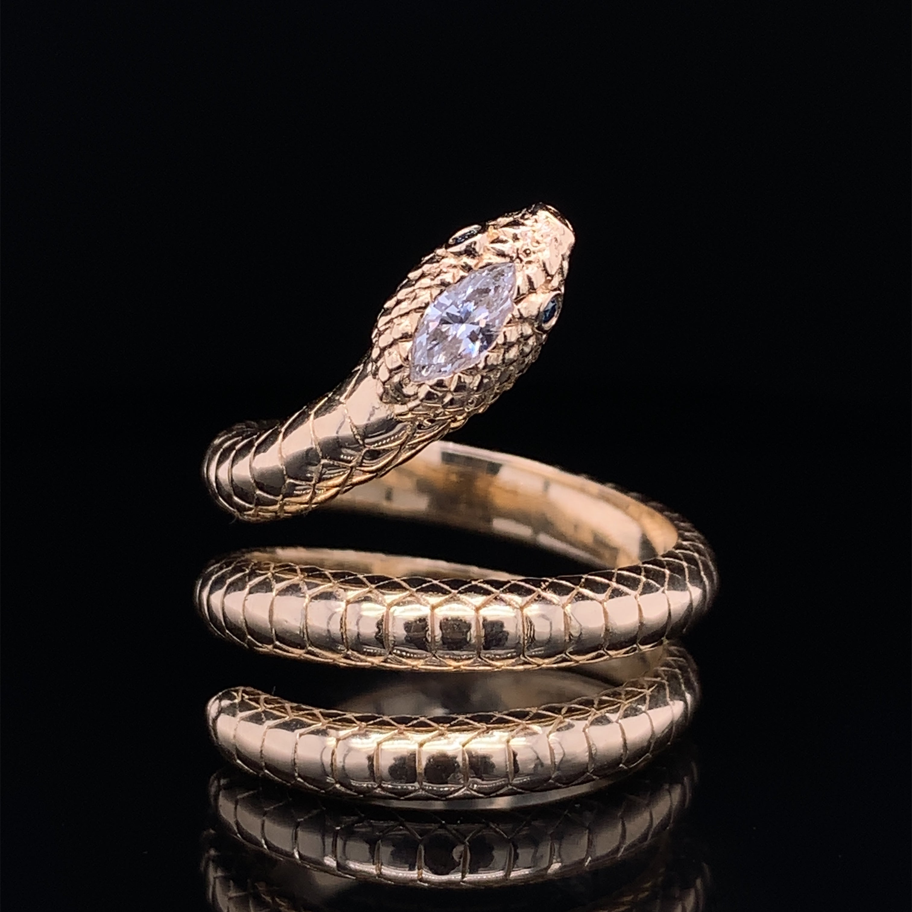 Men's Gold Snake Ring - Spiral Snake Ring for Men | Twistedpendant