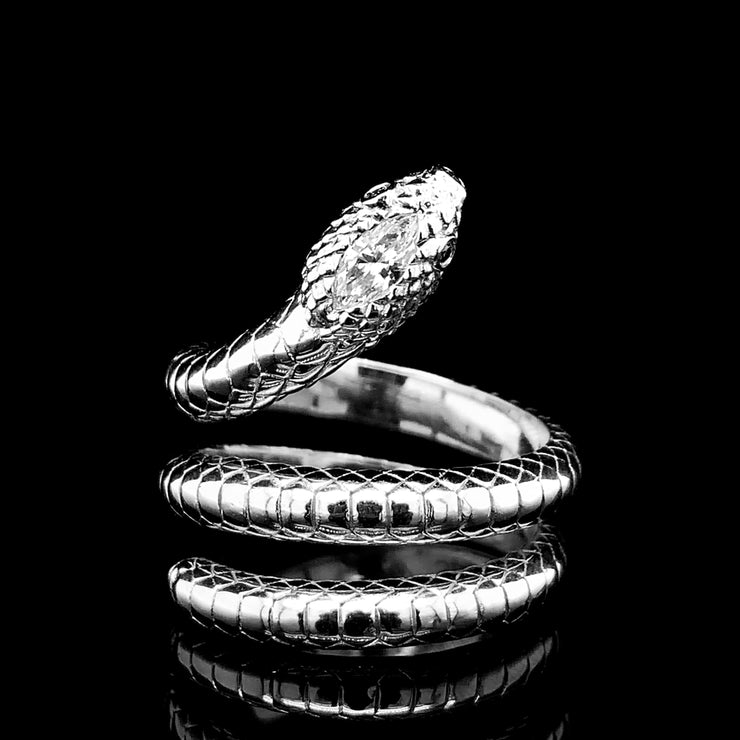 Silver Moissanite Snake Ring