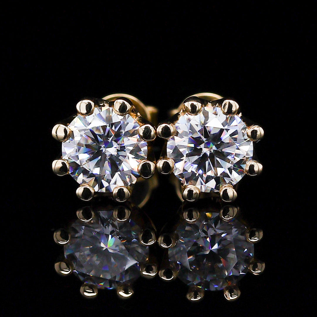 2ct Total Solid Gold Lab Diamond Tulip Solitaire Earrings