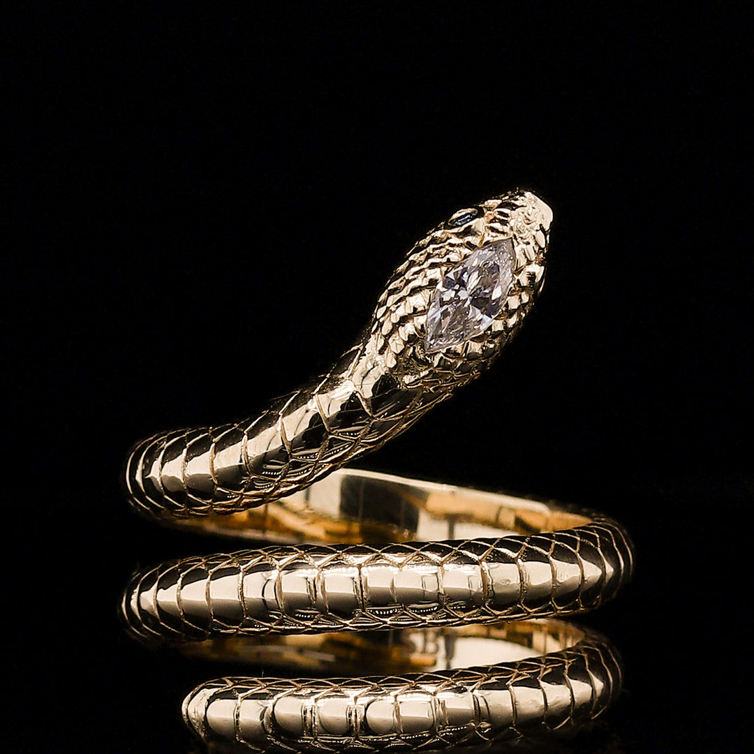 Gold Diamond Snake Ring