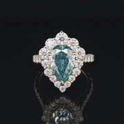 Aquamarine Moissanite Pear Vintage Ring