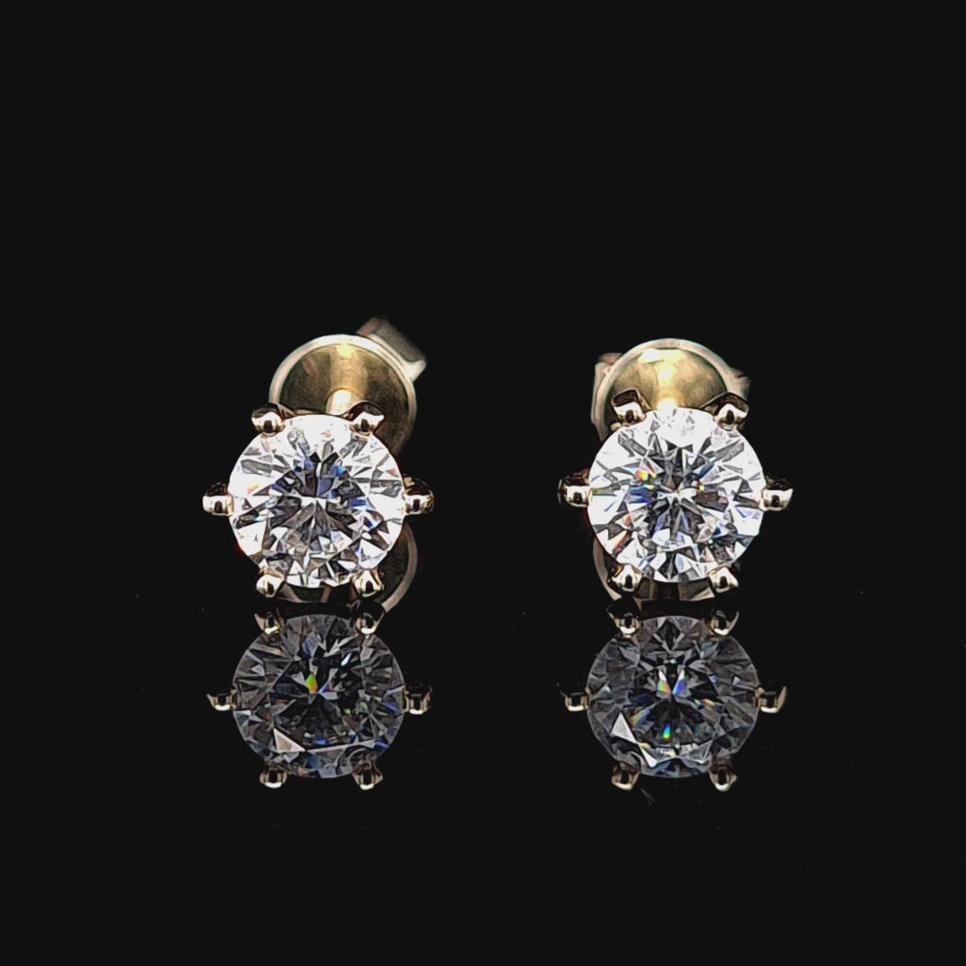 Solid Gold Lab Diamond 1.00ct Solitaire Earrings