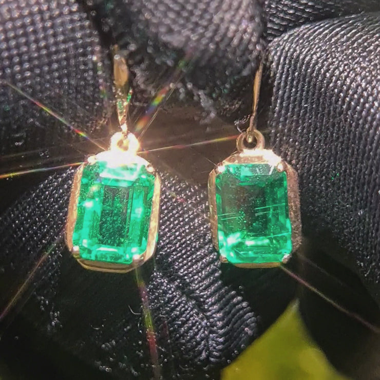 18k Rose Gold 2ct Cultured Zambian Emerald Earrings