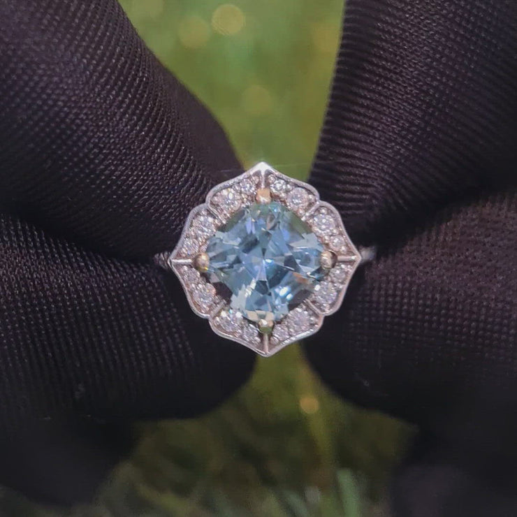 Cushion Cut Aquamarine Vintage  Ring