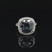 Blue Grey Spinel in Platinum & Diamonds - 0232