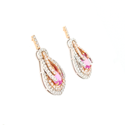 Touch of Pink Tear Drop Earrings - Solid Gold