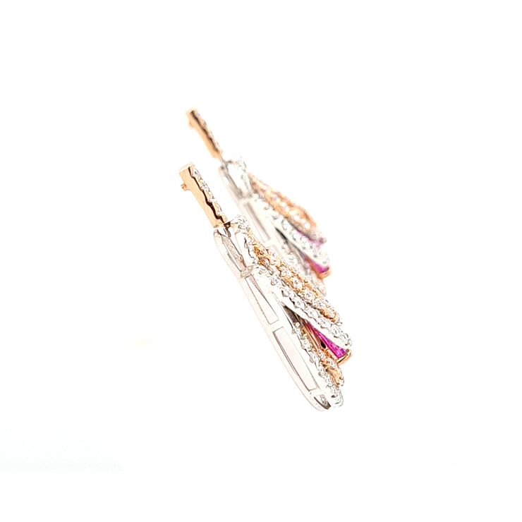 Touch of Pink Tear Drop Earrings - Solid Gold