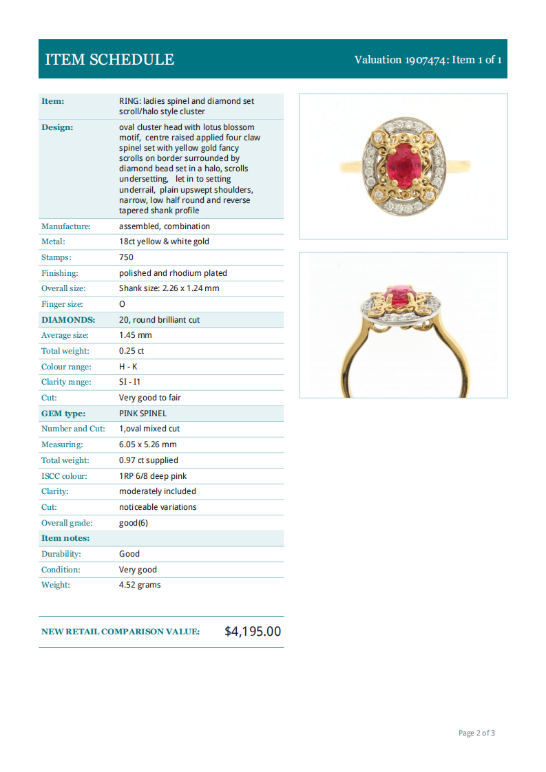 18k Pink Spinel & Natural Diamond Ring