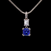 Tanzanite and Emerald Cut Diamond Pendant - 0226