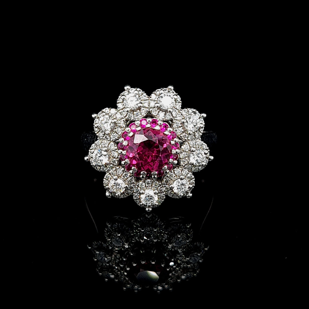 Diamond and Ruby Flower Cluster