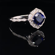 Lab Sapphire Vintage Ring- 0214