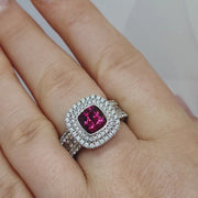 Pink Jellytip Tourmaline Double Halo Ring