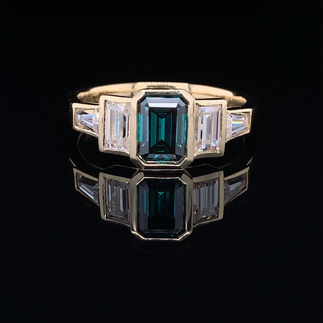 Art Deco Emerald and Baguette Ring- 0211