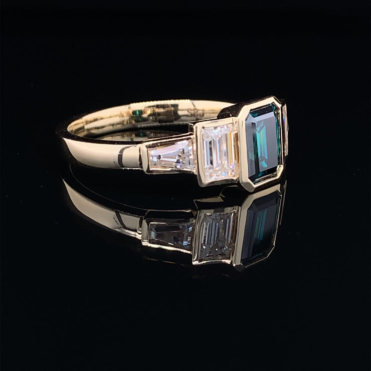 Art Deco Emerald and Baguette Ring- 0211