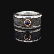 Sapphire & Custom Silver & Steel Band  - 0241