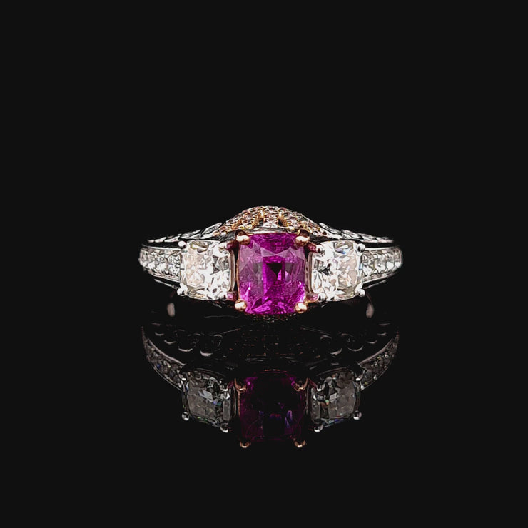 Lipstick Pink Unheated Sapphire & Lab Diamond