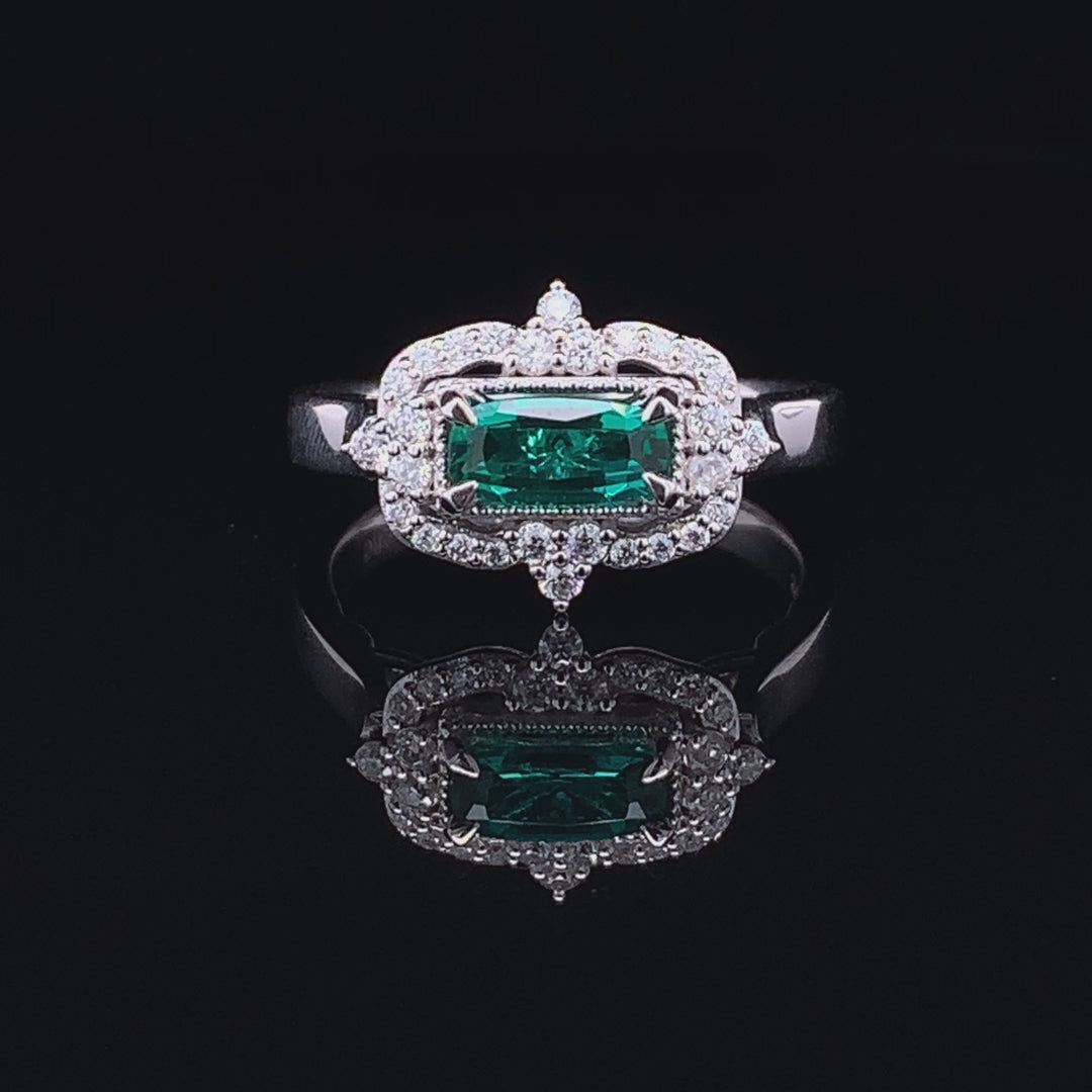 White Gold & Emerald Custom One of a kind Ring