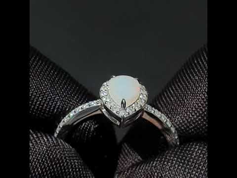White Opal Pear& Diamond- Custom 0043
