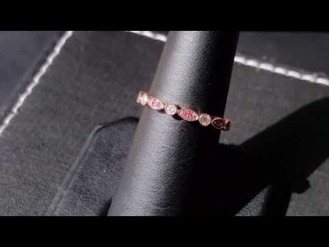 Pink Sapphire & Diamond Rose Gold Vintage Band- Custom 0037