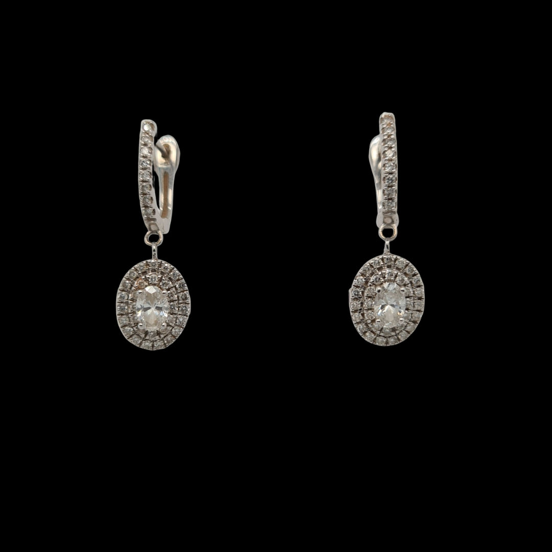 Oval Diamond Drop Earings - 0203