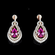 Touch of Pink Tear Drop Earrings - Solid Gold